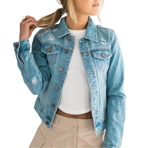 Women’s Ripped Denim Jacket Size Medium